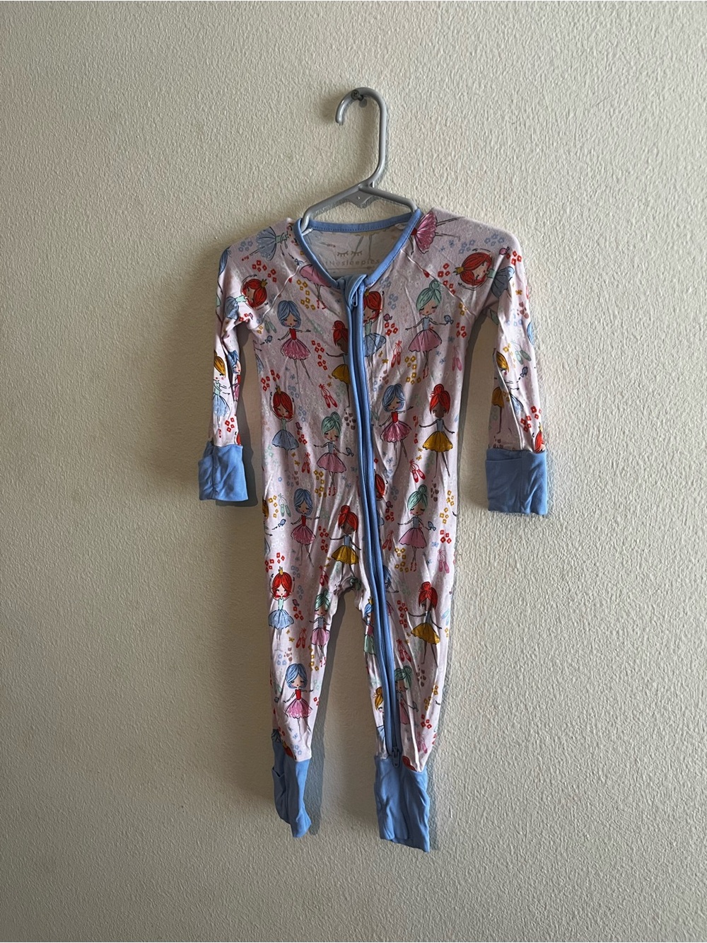 Little Sleepies Pink Fairy Print One-Piece with Light Blue Trim
